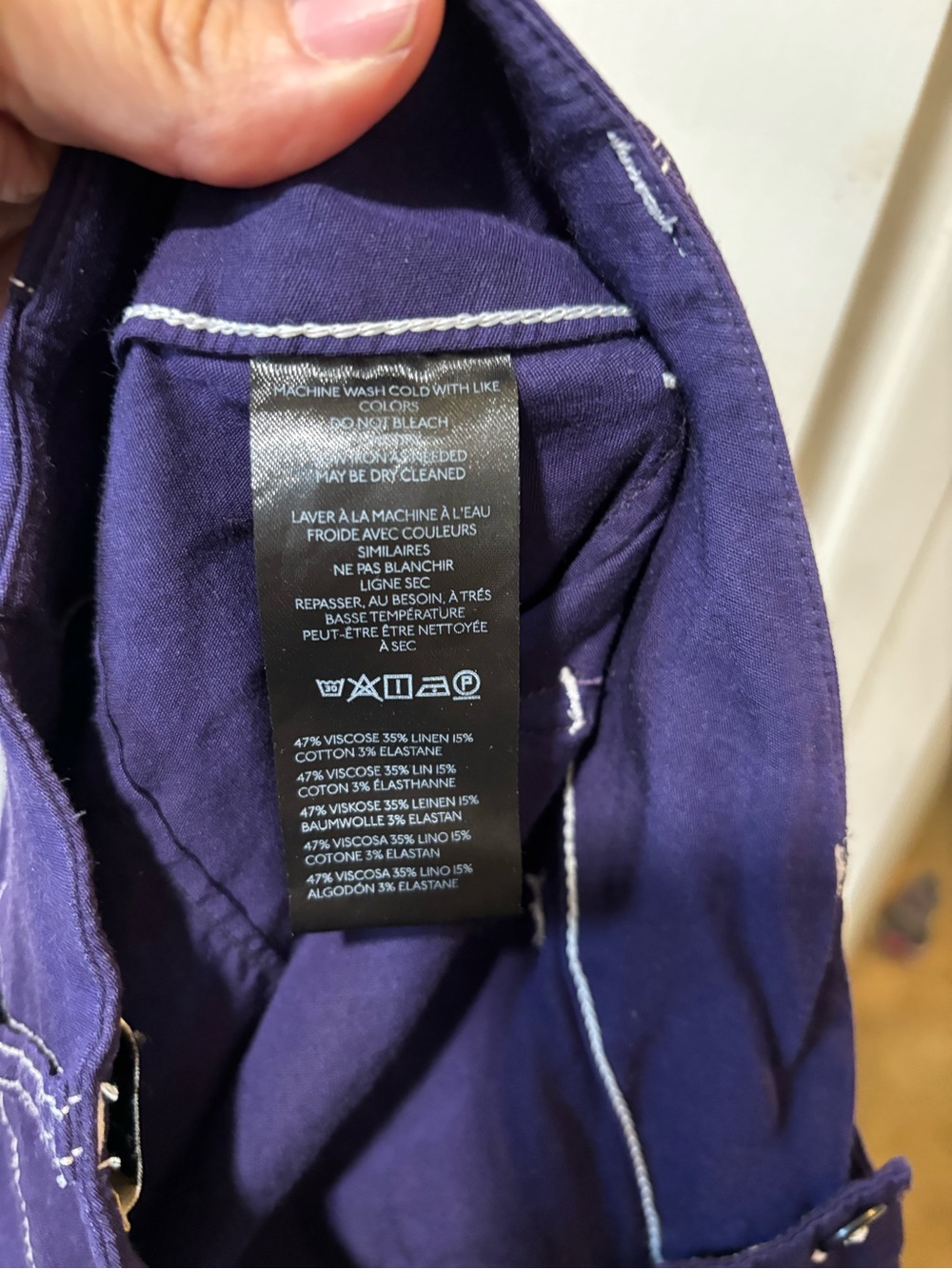 MAEVE The Colette Wide Leg High Rise Anthropologie Purple Contrast Stitch Sz 32 - Picture 6 of 9